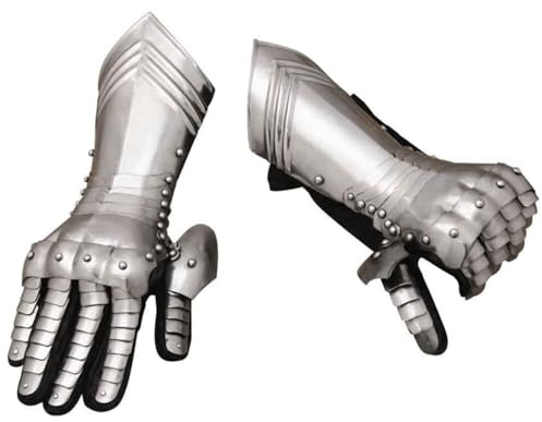 ANTIQUEMEDIEVAL Mittelalterliche Stahlhandschuhe Ritter SCA Handhandschuhe, silber, M