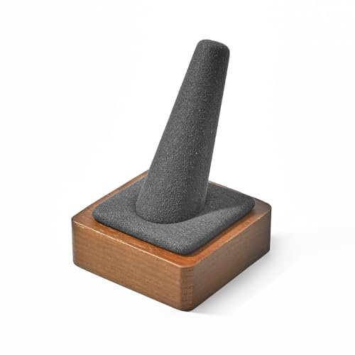 Oirlv Einzelner Finger Massivholz Ringständer Schmuckvitrine Display(Grau)