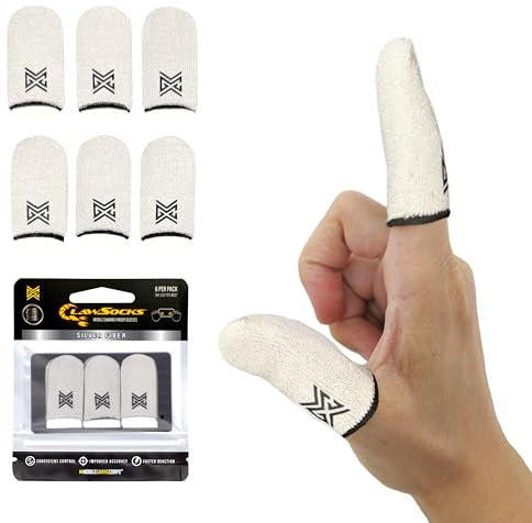 6 Pack Mobile Gaming Corps ClawSocks Phone Gaming Finger Sleeves - Silver White Thread