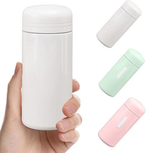 MUNSKT Bouteille Isotherme 150ml, Flacons en Acier Inoxydable 304 Mini Gourde Isotherme à Double Paroi Sous Vide Petites Bouteilles Thermos étanches pour Boissons Chaudes et Froides (White)