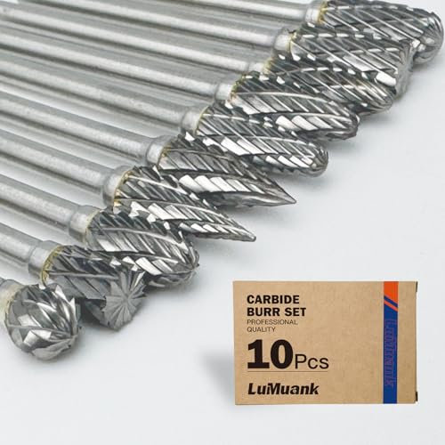 Juego de 10 brocas de carburo compatibles con Dremel de 1/8 pulgadas, brocas giratorias con diseño de doble corte, accesorios para metal, aluminio, madera, piedra, acero, plástico, tallado y molienda