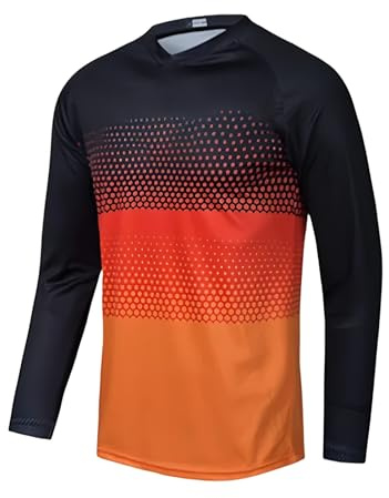 MTB Trikot, Radfahren Jersey Herren Langarm Mountainbike Shirt, Shirt Downhill Fahrrad Jersey Schnelltrocknend für Viele Outdoor-Sportarten