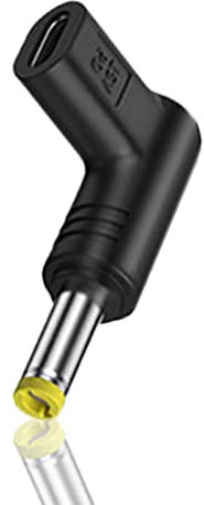 Universeller usb c-auf-DC-Adapter, 15 Volt, 90 Grad abgewinkelter USB-Stecker auf DC-Stecker | Typ-C-Buchse auf 5,5 x 2,5 mm, 5,2 x 2,1 mm, 4,8 x 1,7 mm, 4,0 x 1,7 mm, 3,5 x 1,35 mm, 3,0 x 1,1 mm DC-S