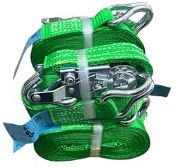 VITFER 4X2000KG 6 Metri Set di Cinghie a Cricchetto con Gancio, Verde, per Applicazioni di Sollevamento e Fissaggio Larghezza 35mm