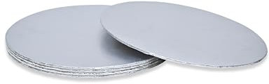 SAMZ Packaging 10 Silver Cake Board, Strong Round Cake Board, Cake Drum, 4mm Thick (Pack of 5)