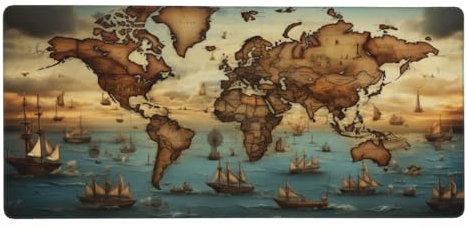 Schreibtischunterlage Retro Mauspad XXL 600 x 400 x 3mm Groß Mauspad Karte Gaming Mousepad, Desk Mat, Mouse Pad mit Anti-Rutsch-Gummiboden, Gaming Zubehör Zimmer Deko Aesthetic, Geschenke für Männer