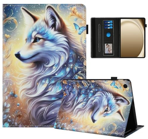 Rostsant Galaxy Tab A9 Plus 11 Inch PU Leather Sleeve Magnetic Stand Galaxy Tab A9 Plus 11 Inch Wallet Tablet Protective Case for Samsung Galaxy Tab A9 Plus White wolf