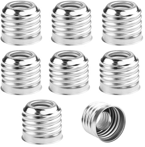 Powice 8er Pack E14 auf E27 Adapter, Adapter E14 auf E27 LED Lampen Steckdose Adapter, Vernickeltes Eisen, Adapter E27 auf E14 für Glühlampe, LED Lampe