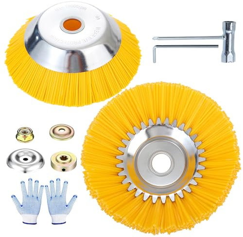 Lot de 2 Tête de Brosse en Nylon pour Débroussailleuse,150mm+200 mm x 25,4 mm Brosse à Mauvaises Herbes,Wild Herb Brush pour débroussailleuse,Tete Brosse Débroussailleuse Universelle,Brosse Désherbage