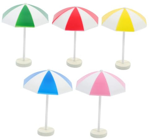 KONTONTY Lot de 5 Mini Parasols de Plage Miniatures pour Maison de Poupée Articles Décoratifs Faits à la Main