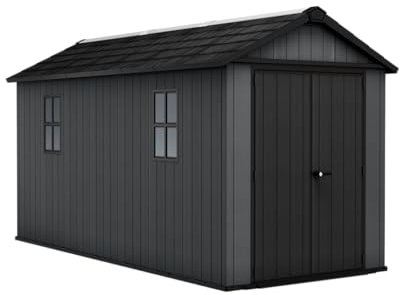 Keter Newton 7515 Gartenhaus - 476x230x246cm, Grau, Evotech™ Kunststoff, Holzoptik, 2 Fenster, Oberlicht, abschließbar
