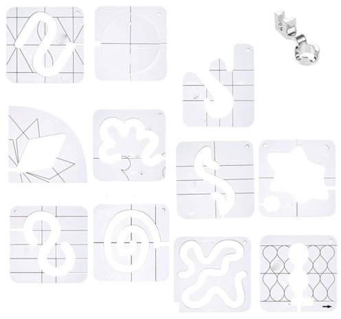 11-teiliges Quiltschablonen-Set mit niedrigem Schaft, Linealfuß und rutschfesten Aufklebern, komplettes Set für Freibewegung, Nähmaschinenzubehör und Bastelarbeiten