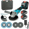 QIUMIN 125 mm Smerigliatrice angolare a batteria, 10.000 giri/min, motore brushless, 2 x 4,0Ah, per metallo, pietra, legno