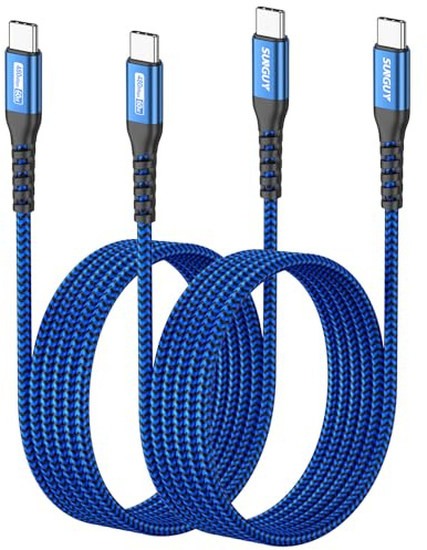 SUNGUY USB C Kabel, 2 Stück 2M USB C auf USB C Kabel, 60W Schnellladekabel USB C Ladekabel für iPhone 16 15 Pro/Pro Max/Plus, Galaxy S24 S23, MacBook Air, Google Pixel 8/8 Pro, LG G7 / V30-Blau