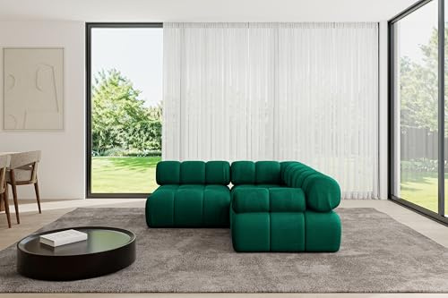 ALTDECOR Modulares Sofa Ecksofa in L-Form Corner modular Sofa Eckcouch Couch Wohnlandschaft Cauchsofa Polstersofa Mende-L1-190x190x70 cm Dunkelgrün