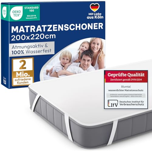 Blumtal Matratzenschoner 200x220cm 2er Set - wasserdichte Matratzenauflage 200x220cm aus 80% Baumwolle - Oeko-TEX zert. Inkontinenzunterlage waschbar bis 95 °C - knisterfreier Bett Topper