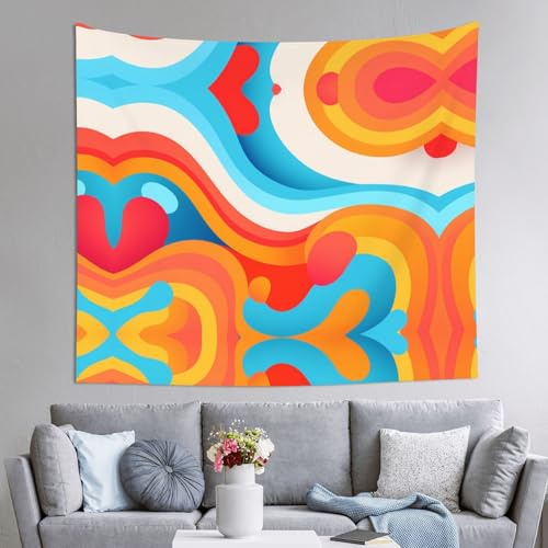 WBQLSL Coloured Line Art Wandteppich, 152 x 130 cm, perfekt für Wohn- oder Schlafzimmer