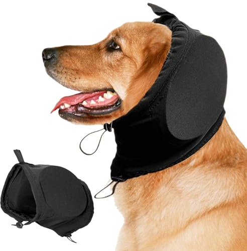 Hundeohrenabdeckung, VEGCOO verstellbare Hundeohrenschützer, Geräuschschutz, ruhige entspannte Hunde, bequeme Hundeohrenschützer zum Baden, Fellpflege, Donner, Feuerwerk, Angstlinderung (L)