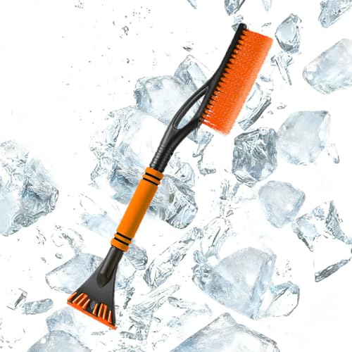 SIGANDG Eiskratzer mit Schneebesen 2IN1, Eiskratzer für Auto Windschutzscheibe, Abnehmbar für Auto Windschutzscheibe und Schneebesen mit ergonomischem Schaumstoffgriff für PKW, LKW, SUV (Orange)