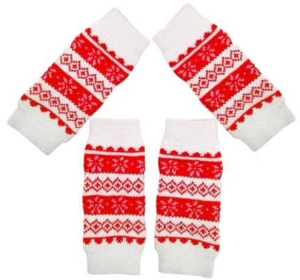 Zambuph 4pieces Safe Dog Leg Warmer Exquisite Craft Warm Non-shedding Fine Stitching Cotton Pet Knee Warmer. Pet Knee Socks, Xmas Snow, L