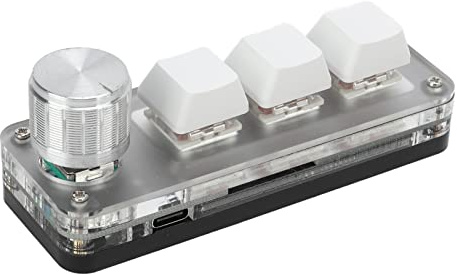 ACOGEDO Mini 3 Teclas Tecleado Mecánico con Iluminación RGB y Perilla Programable para Oficina, Juegos, Control Musical y Industrial: Teclado USB de Acceso Rápido Compacto Versátil