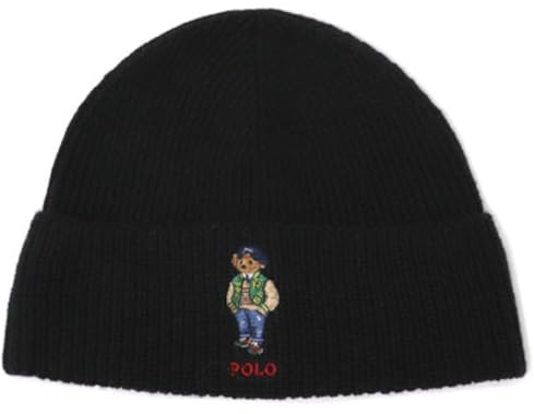 Polo Ralph Lauren Herren Signature Heritage Bear Beanie, Polo Schwarz, Einheitsgröße