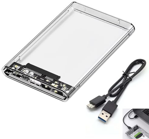 Carcasa Disco Duro 2.5, Caja Disco Duro 2.5 Externa USB 3.0 a SATA, Adaptador para SSD HDD, Transferencia Rápida 5Gbps, Compatible con PC Portátil PS4 Xbox Router, Estuche Portátil para Almacenamiento