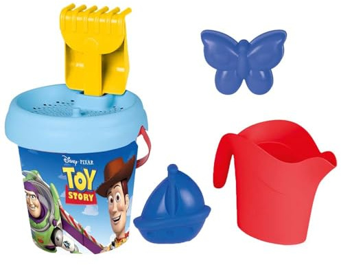 Smoby – Spielzeuggeschichte Eimer-Set – Enthält Gießkanne, Schaufel, Sandform, Sieb und Rechen – Recyceltes Material – Ab 18 Monaten