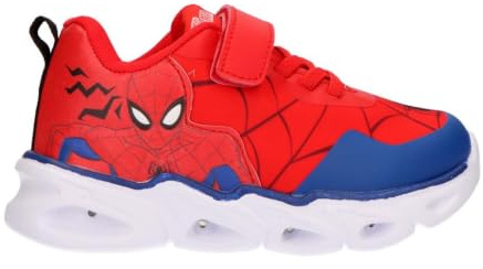 Sportschuhe für Kinder, Spiderman, leicht, Eva-Sohle mit Lichtern – Sportschuhe mit Lichtern für Kinder für Schule und Freizeit, rot, 31 EU