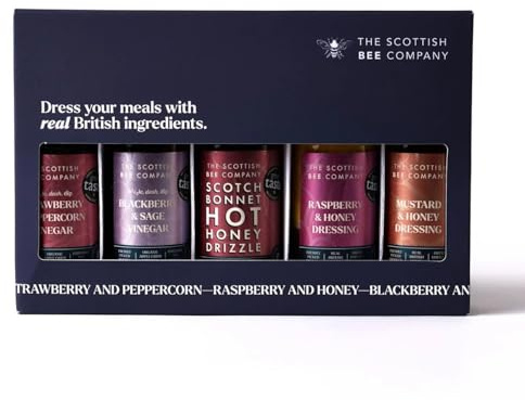 Honey Salad Dressings & Scotch Bonnet Hot Honey Gift Set, 5 x 100ml | Includes gourmet honey dressings and Scotch bonnet hot honey with apple cider vinegar infusions for everyday use