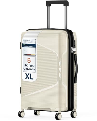 4FLY Leichter Hartschalen-Reisekoffer XL - Groß 75 cm (96L) – Großer Trolley Koffer mit TSA-Schloss, Doppelrollen, Aluminium-Teleskopgriff & Doppelreißverschluss, Aufgabegepäck Reisegepäck