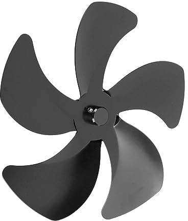 Qcwwy Ersatzflügel für Ofenventilator, Kaminventilator Flügelrad 5 Flügel Aluminiumlegierung for Warme Luftzirkulation Am Kamin und Ofen, Zubehör für Ofenventilator (BLACK)