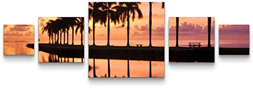 Paul Sinus Art Leinwandbilder | Bilder Leinwand 160x50cm Sonnenaufgang an der Cutler Bay – Florida