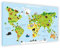 Leinwandbild KINDERWELTKARTE 100 cm breit x 70 cm hoch, Illustrierte Weltkarte für Kinder, deutsche Beschriftung, Kinder-Poster, Geschenk, Dekoration fürs Kinderzimmer (Leinwandbild 100 cm x 70 cm)