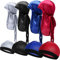 SATINIOR 8 Stücke Seidige Durag Kappen Elastische Wellenkappe Langen Schwanz Headwraps Breite Trägerwellen (Rot, Grau, Schwarz, Königsblau)