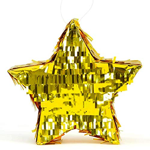 Party Factory Pinata Stern in Gold 30 x 5 x 30 cm Partyspiele Kinder Geburtstag Deko Dekoration Geburtstagsdeko
