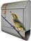 banjado® Design Briefkasten mit Herbst Vogel 38,5x46,5x13cm & 2 Schlüssel - Briefkasten Stahl Silber mit Zeitungsfach pulverbeschichtet - Postkasten A4 Einwurf inkl. Montagematerial