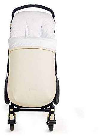 Pasito a Pasito. Saco Silla María de polipiel y uso universal para el invierno. Funda cubre silla de paseo, cochecito, bugaboo. Cubierta Protectora y Saco doble relleno extraíble. Color Beige.
