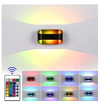 INHDBOX LED Wandleuchte Innen RGB LED Modern Wandlampe mit Fernbedienung, 4 Modi 16 Farben Up Down Dimmbar Leuchten Aluminium Wandlampe für Wohnzimmer Schlafzimmer Treppenhaus Flur