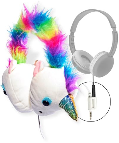 Coby Wired Kids Headphones | Lightweight Cuddle Earphones with Microphone | Volume Limiting 85dB | Plush Headset for Children| On-Ear Kids Headphones for Kids for School (Unicorn Sparkle)