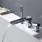 3 Loch Wannenrandarmatur mit Ausziehbarem Handbrause Chrom Wannenrand Badewanne Armatur Set Heißes und Kaltes Wasser Badewannen-Armatur Wannenrandkombination,A