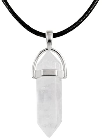 Rose Quartz Crystal Pendant Necklace Silver Wire Wrapped Gemstone Healing Point Chakra Quartz Necklace Chakra Healing Crystals Stone Necklace Jewelry for Women Men Birthday Valentines Gifts White