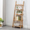 Maydear Bamboo Ladder Shelf Bookcase, 5-Tier Leaning Bookshelf Ladder Bookshelf, Storage Rack Shelves, Wall Shelf Flower Stand for Living Room, Kitchen, Office, Balcony, Wood Color