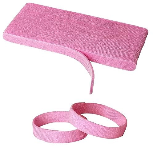 YOVXLO wiederverwendbare Kabelbinder, verstellbare Befestigungsbinder, Mikrofasertuch für Computer-Verbindungskabel-Management, 15,2 cm, Rosa, 50 Stück