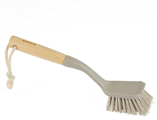 Salter LASAL71397WEU7 Dish Scrubbing Brush - Removes Tough Grime From Plates, Pans & Baking Trays, Strong & Durable Bristles, Made From Recycled Plastic, FSC Bamboo Handle, Warm Harmony Collection