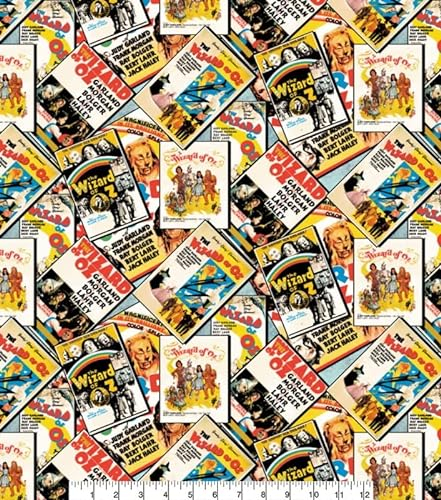 Wizard of Oz Poster, Baumwollstoff, 0,5 m, mehrfarbig, 100 % Baumwolle, Breite 111 cm, lizenzierter Stoff zum Basteln, Quilten, Nähen, Patchwork)