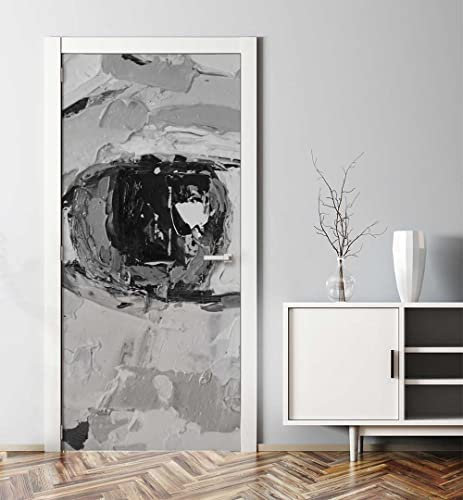 MyMaxxi - Tür bekleben mit Türtapete Türposter Türfolie Selbstklebend 90x200 Augen Gemälde grau - Tür verschönern Türaufkleber Türklebefolie Kunst Farbe schwarz weiß