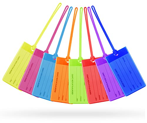 flintronic 8 Stück Gepäckanhänger, PVC Kofferanhänger mit Adressschild,Leder Namenschild, ID Tikett für Handtaschen, Reisezubehör für Verheiratete Männer Frauen Paare Hochzeit Reisegeschenk