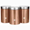 Berlinger Haus Rose Gold Juego de 3 Botes Cocina Almacenaje de Acero Inoxidable Resistente, 11 x 17,8 cm, Para Guardar Té, Café y Azúcar, Metallic Line Diseño Moderno, Oro Rosa/Inox