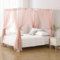 WANFASO Chiffon-Doppelbetthimmel, Betthimmel, Betthimmel, Bettvorhänge für Mädchen und Erwachsene, 4 Pfosten, Bettschal, Raumdekoration, (Dunkelrosa)